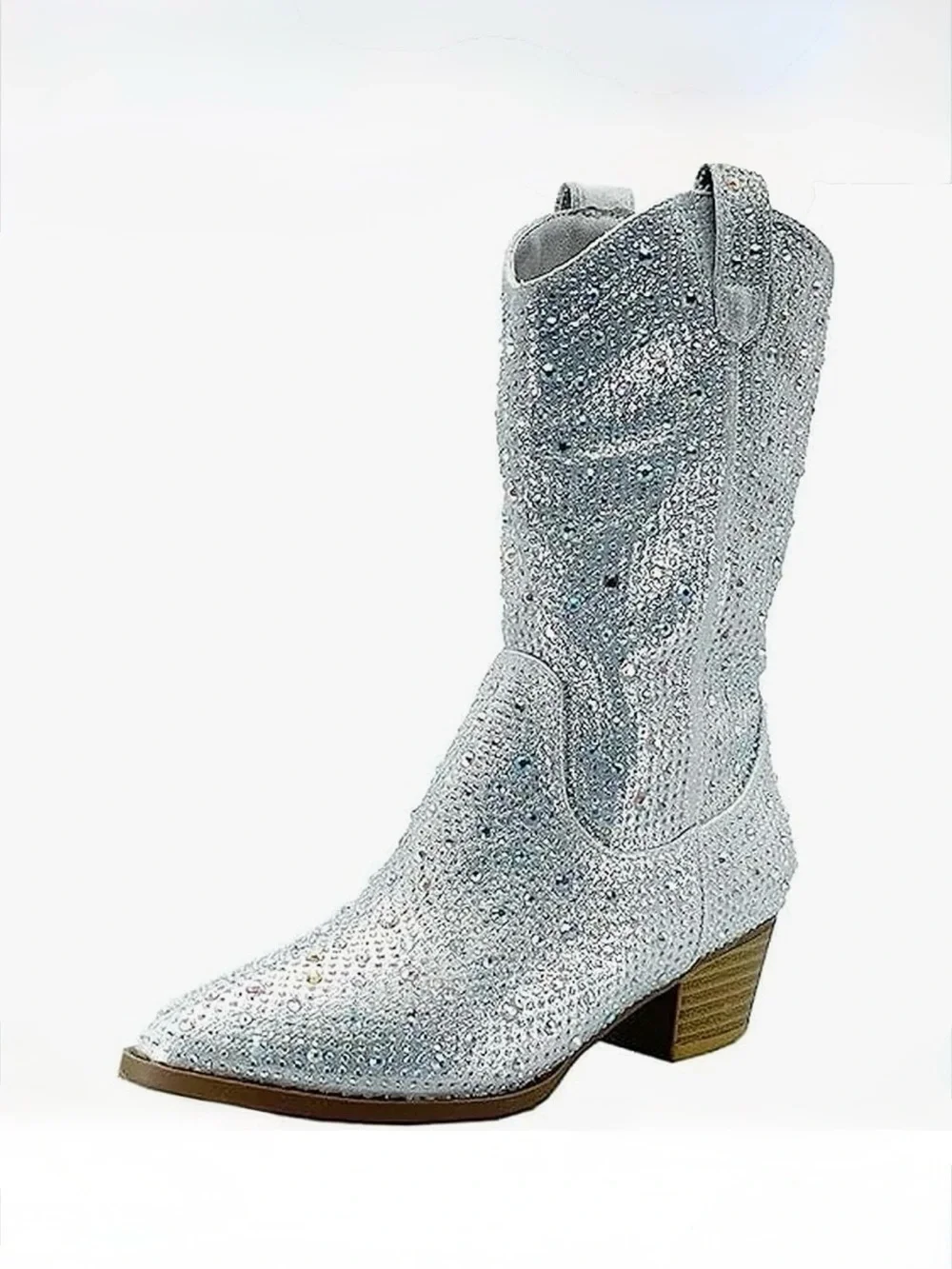 Fully Covered Silver Rhinestone Cowgirl Boots